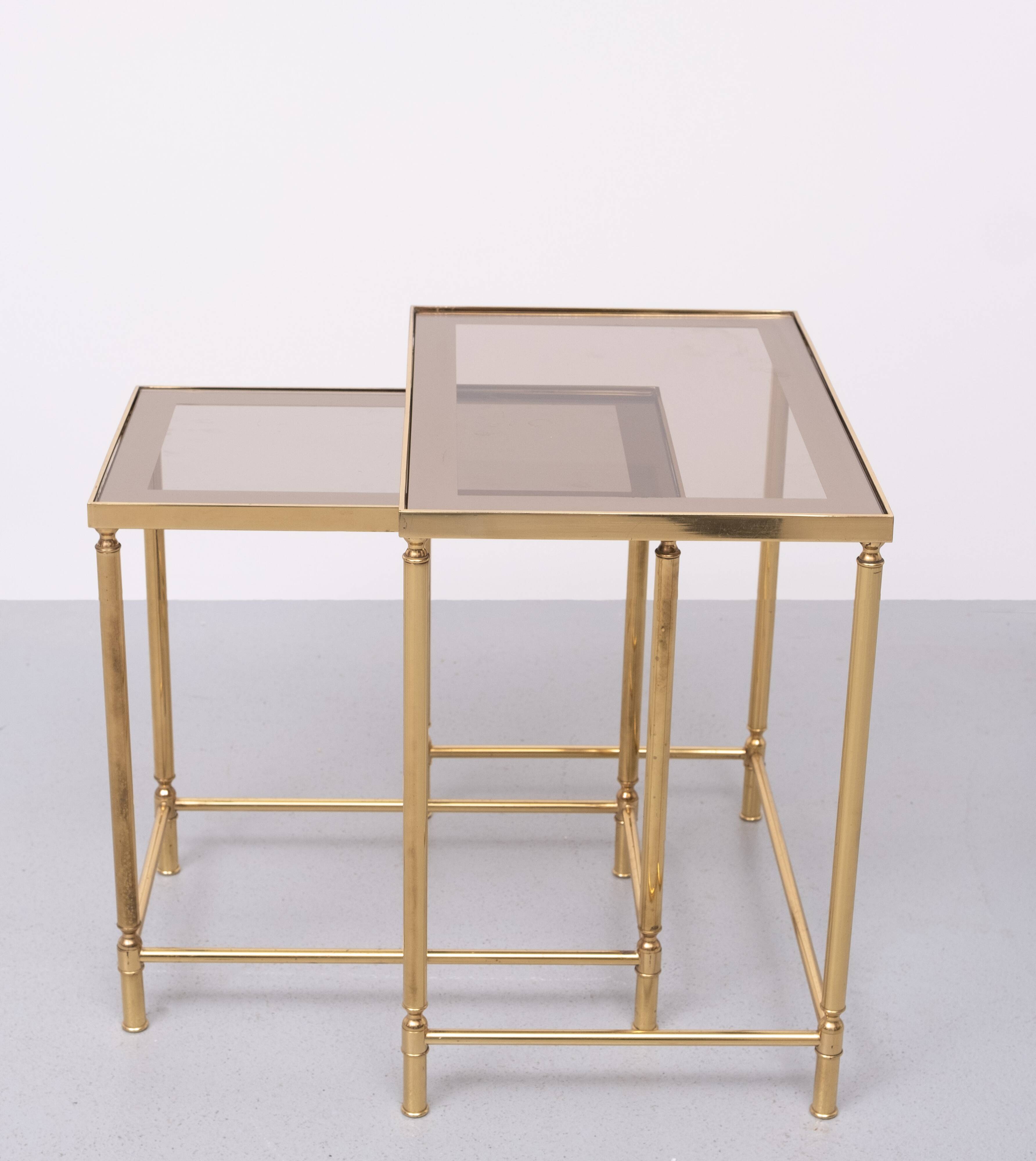 Brass side tables Hollywood Recency 1970s France