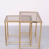 Tables d'appoint en laiton Hollywood Recency années 1970 France