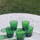 5 glasses in green glass with water or aperitif, made in italy, vintage