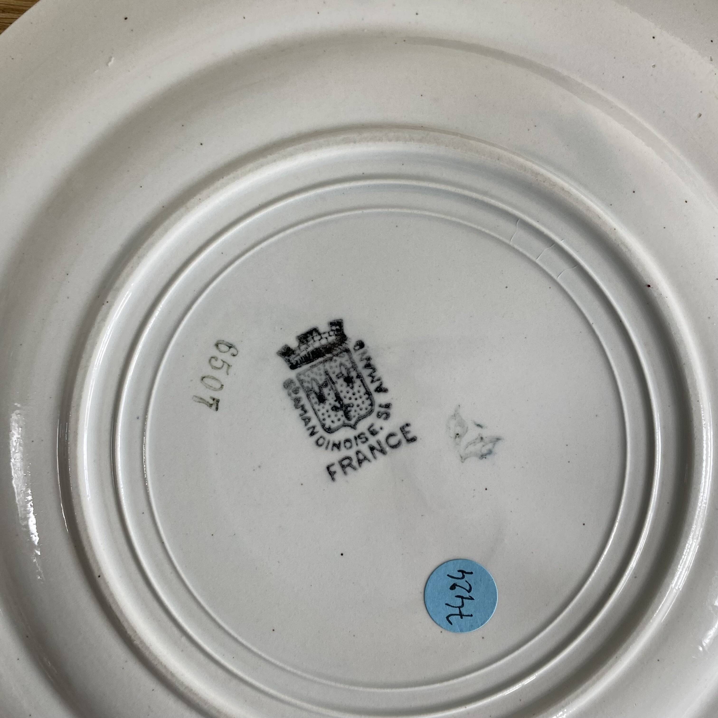 6 antique earthenware dessert plates from Saint Amand.