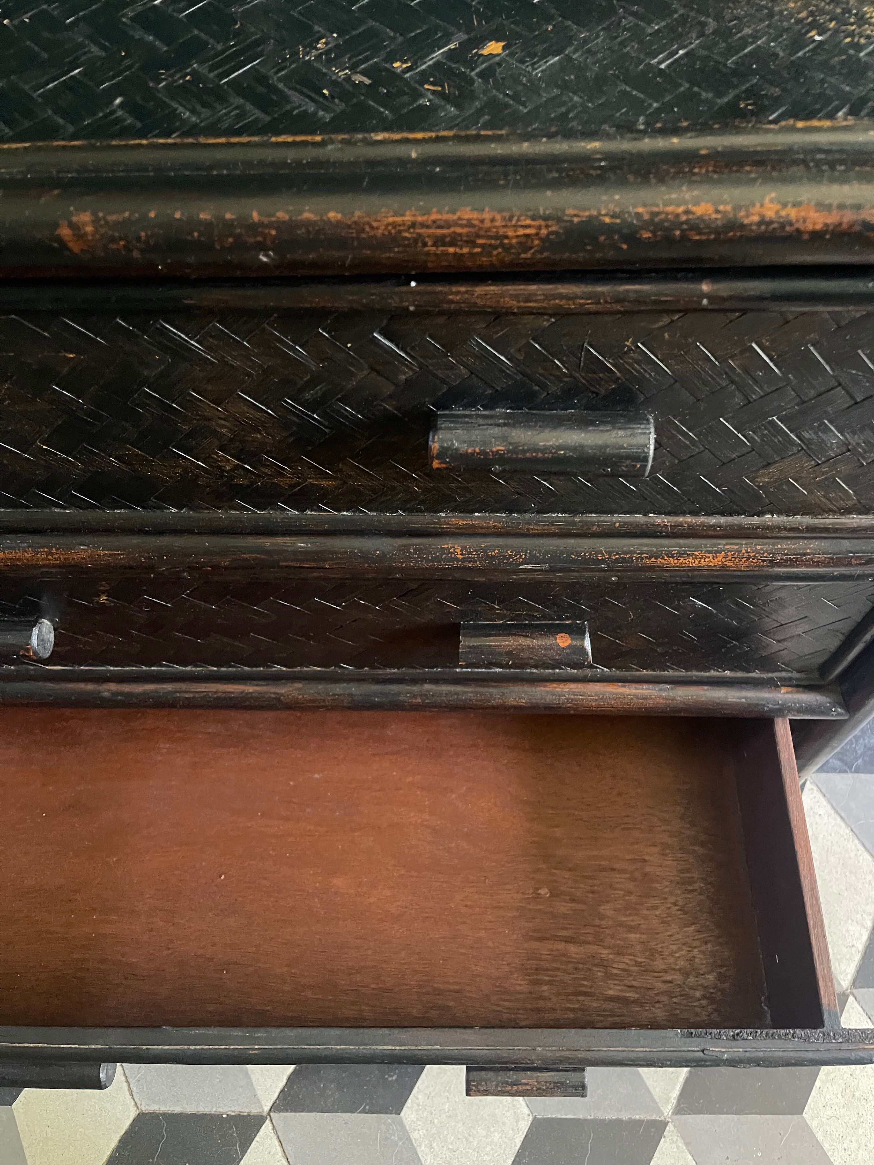 Vintage rattan chest of drawers