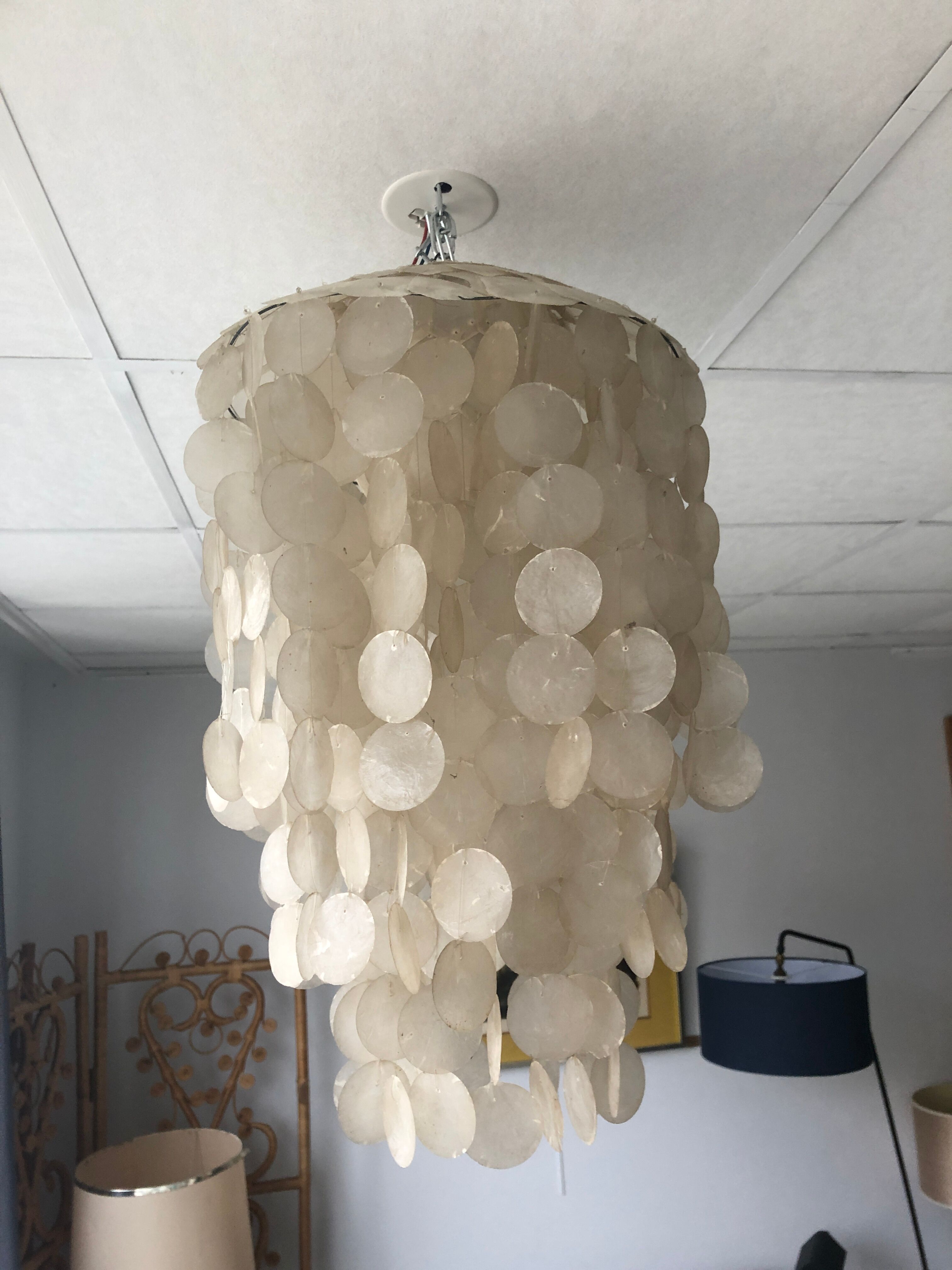 Mother-of-pearl grapevine chandelier, 1970