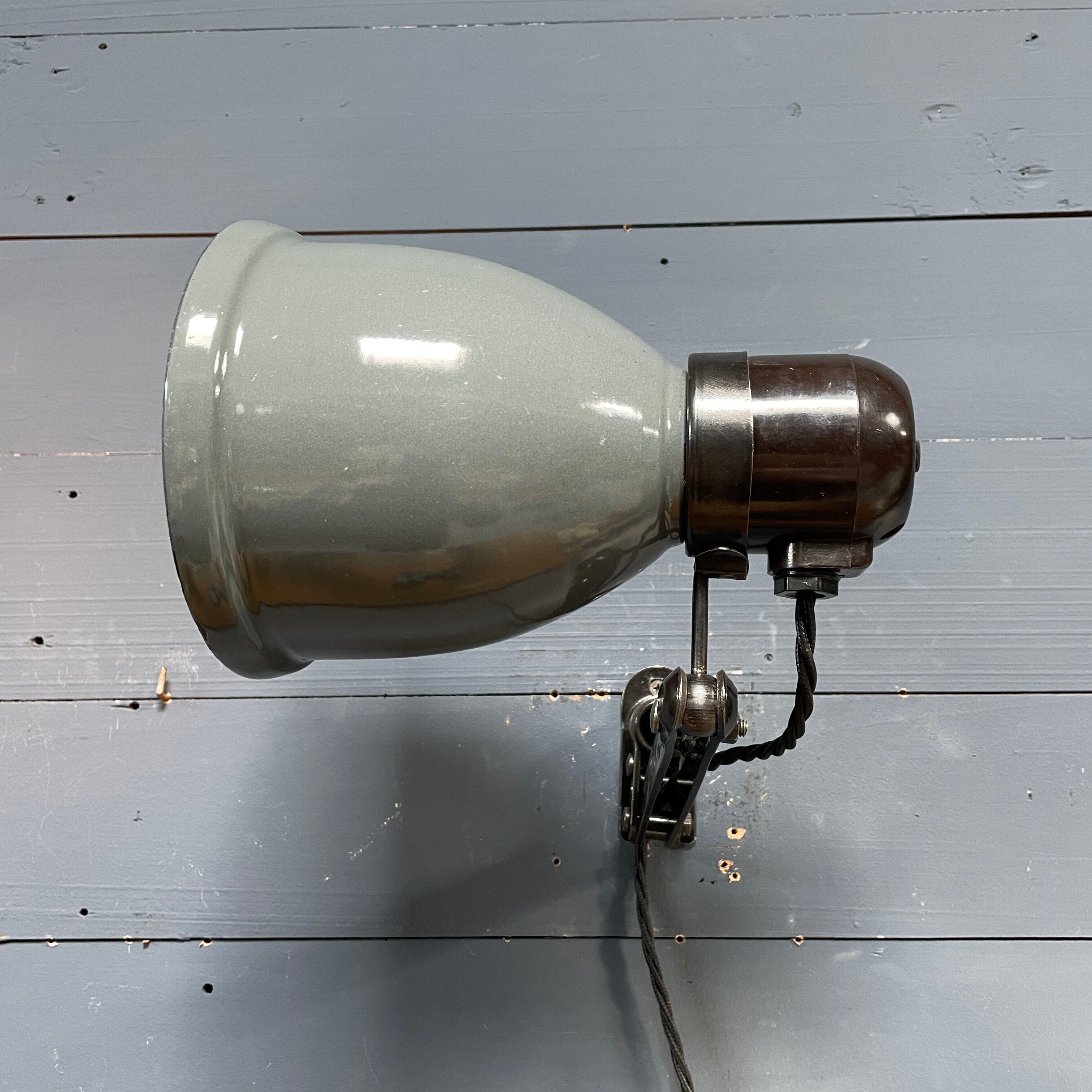 Industrial Fabrilux wall lamp with gray enamel shade