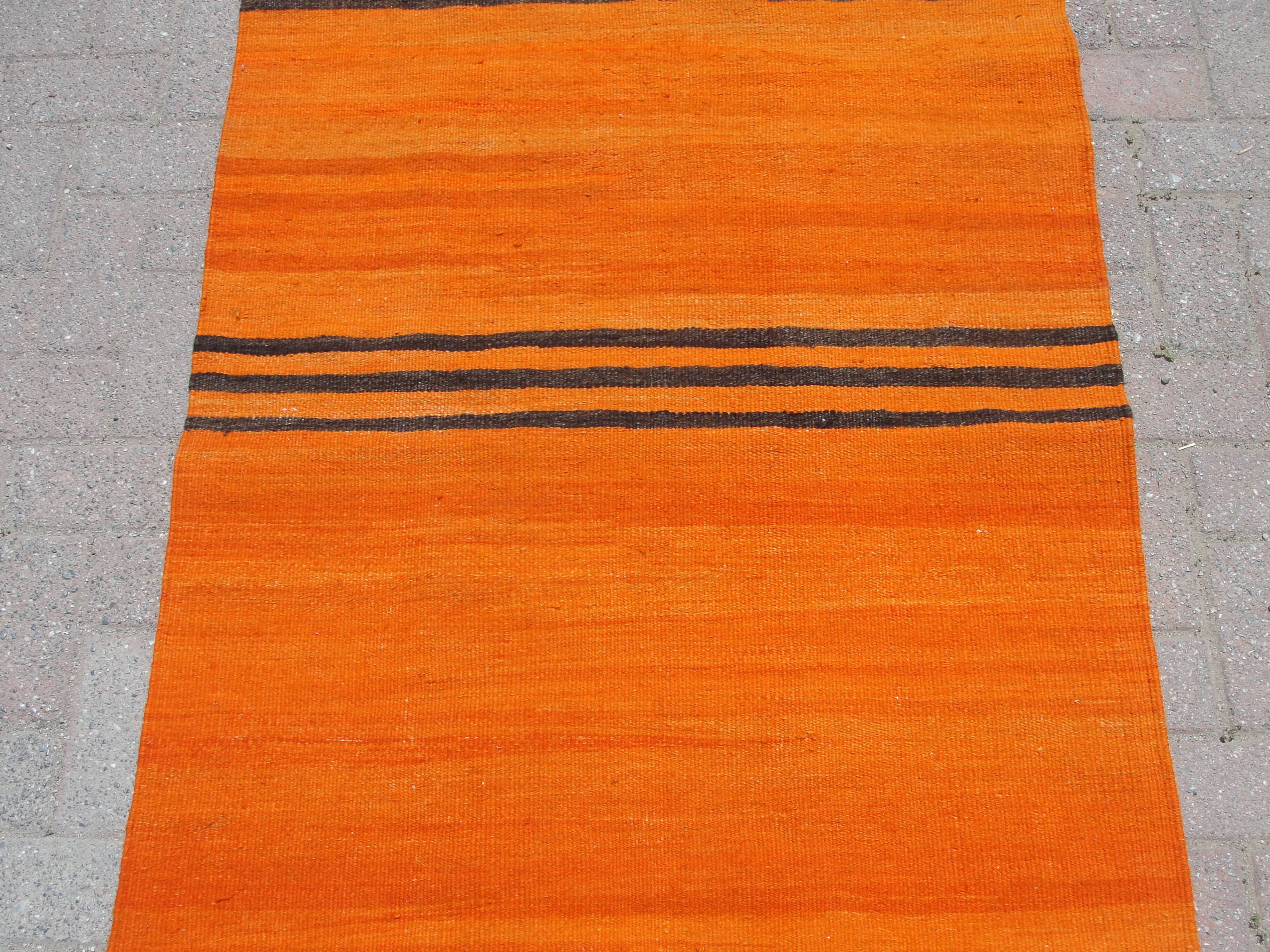 Orange handmade small rugs