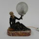 Art deco desk lamp sitting woman with globe