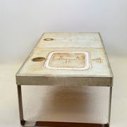 Table basse céramique / chrome — Jean Gregorieff, France, 1970s