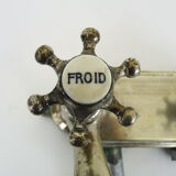 Ancien robinet de baignoire chaud-froid en bronze argenté vintage 1920