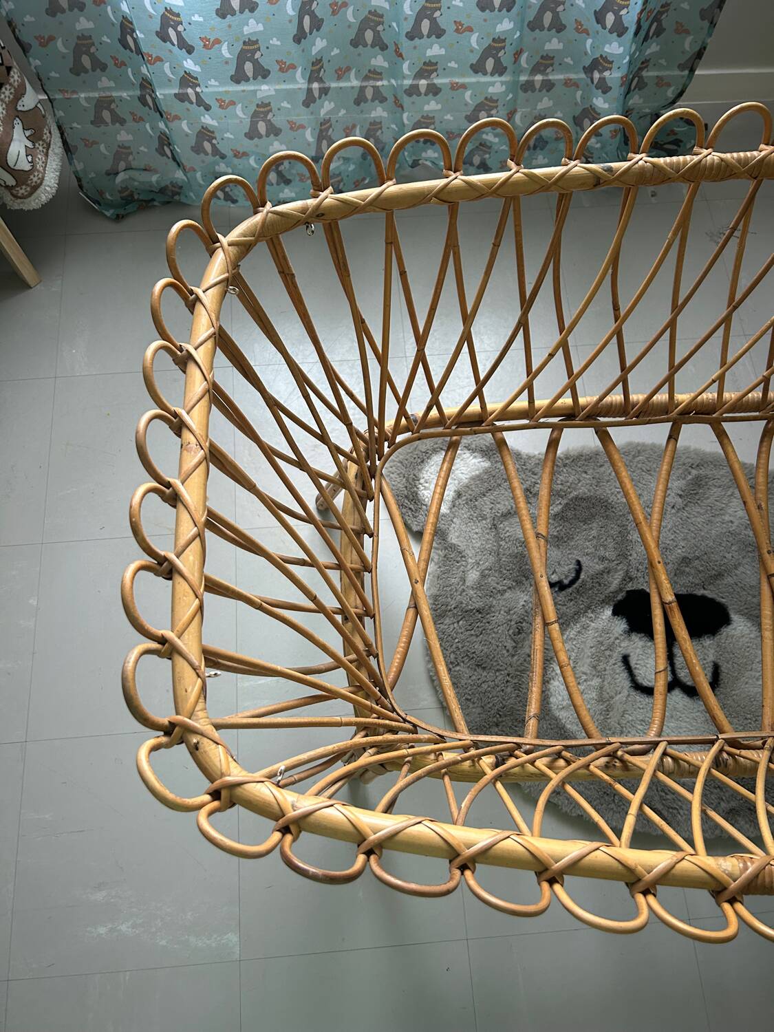 Vintage rattan cradle