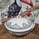 Petite soupière rare terre de fer ancienne salins rigal ameline motif cambaceres décor bleu abeilles