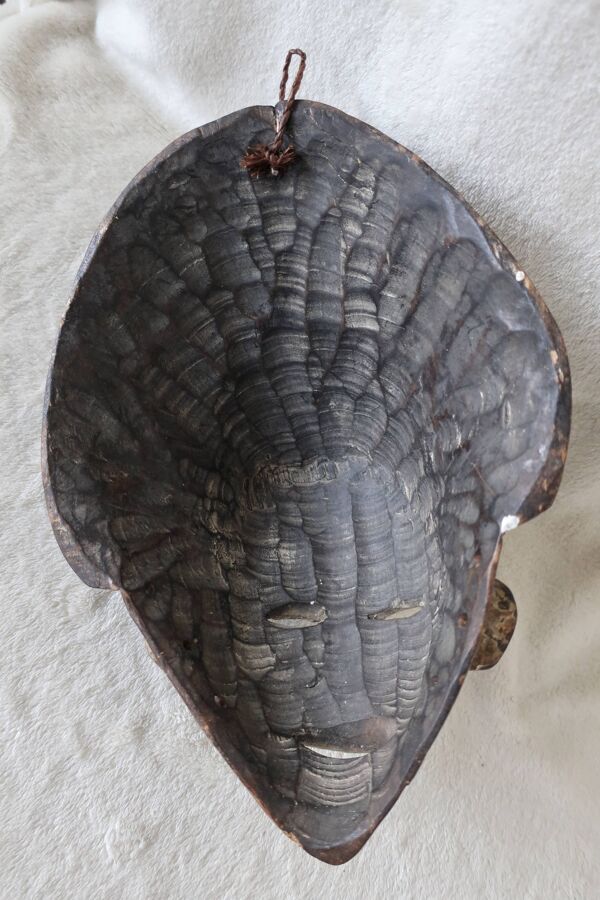 Masque Africain Vintage Bois Sculpté et Patiné, Gabon, TBE