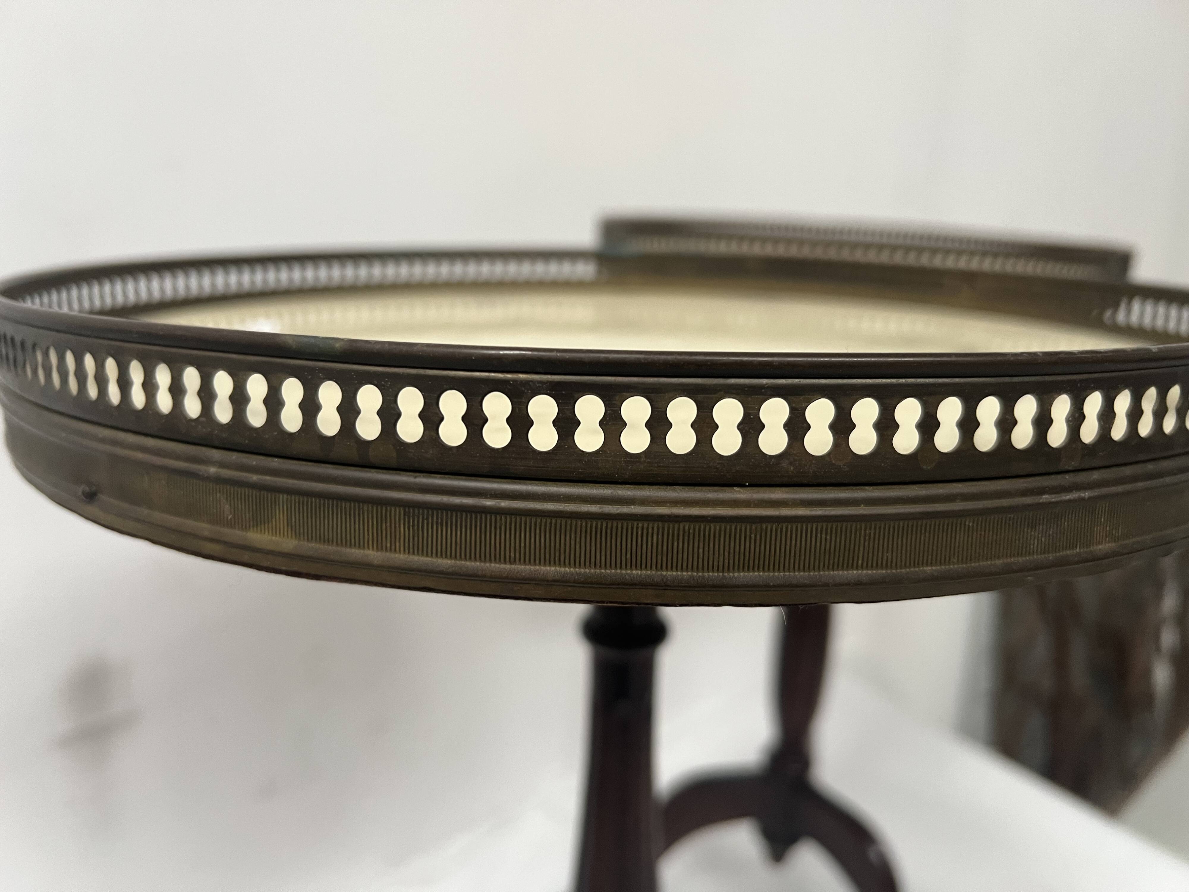 Pair of 20th century beech and marble side tables