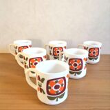 Series of 6 mugs design Mobil 70s