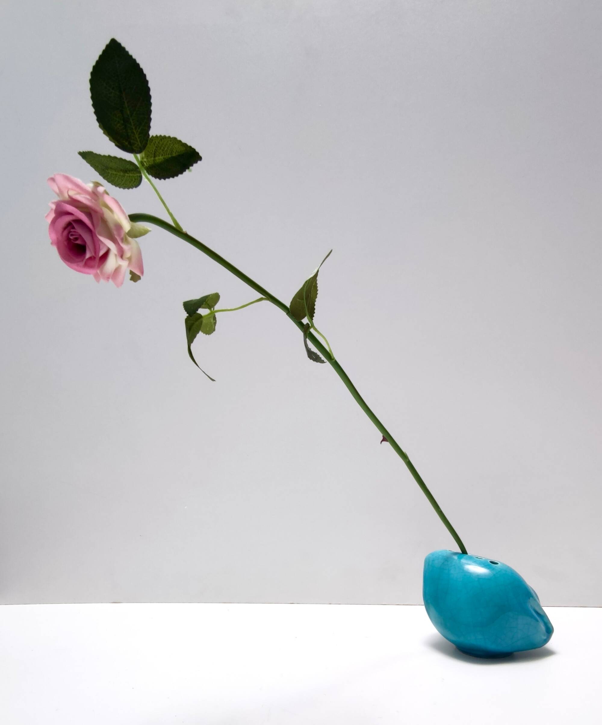 Teal Lacquered Ceramic Tulip Vase / Pen Holder by Giacomo Onestini for Ernestine Salerno