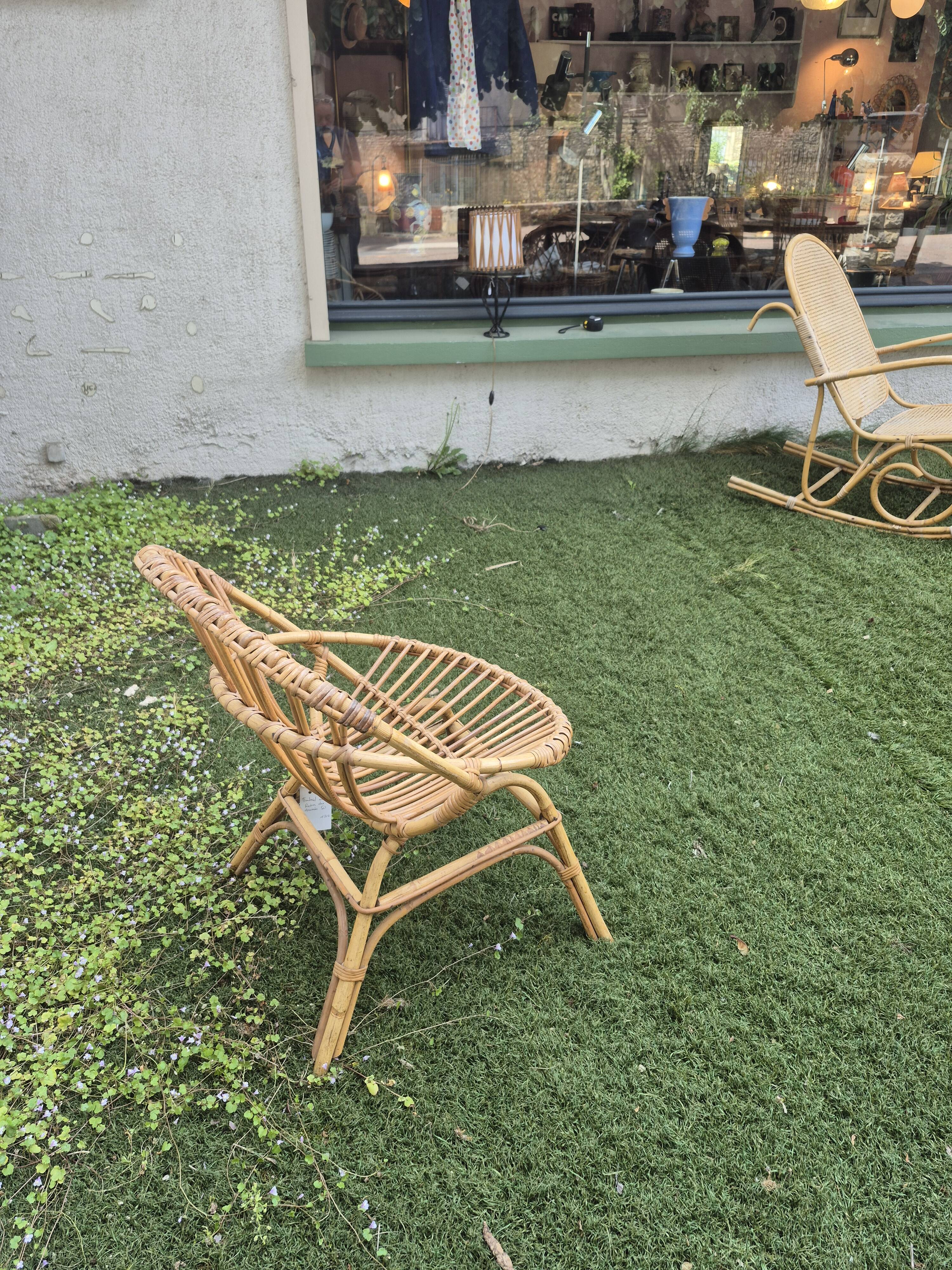 Small rattan armchair from the 60s