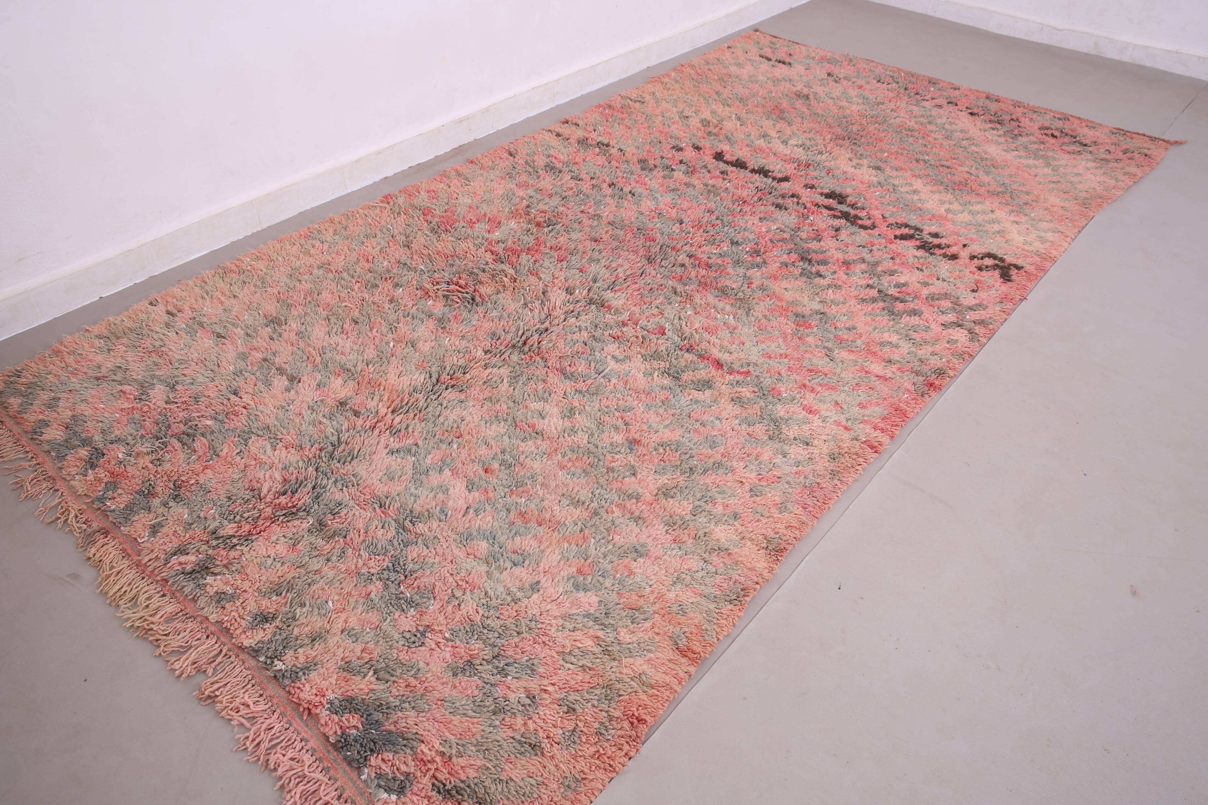 Pink Vintage Moroccan Rug 180 x 360 - Berber Wool Rug - Handmade Rug Boho