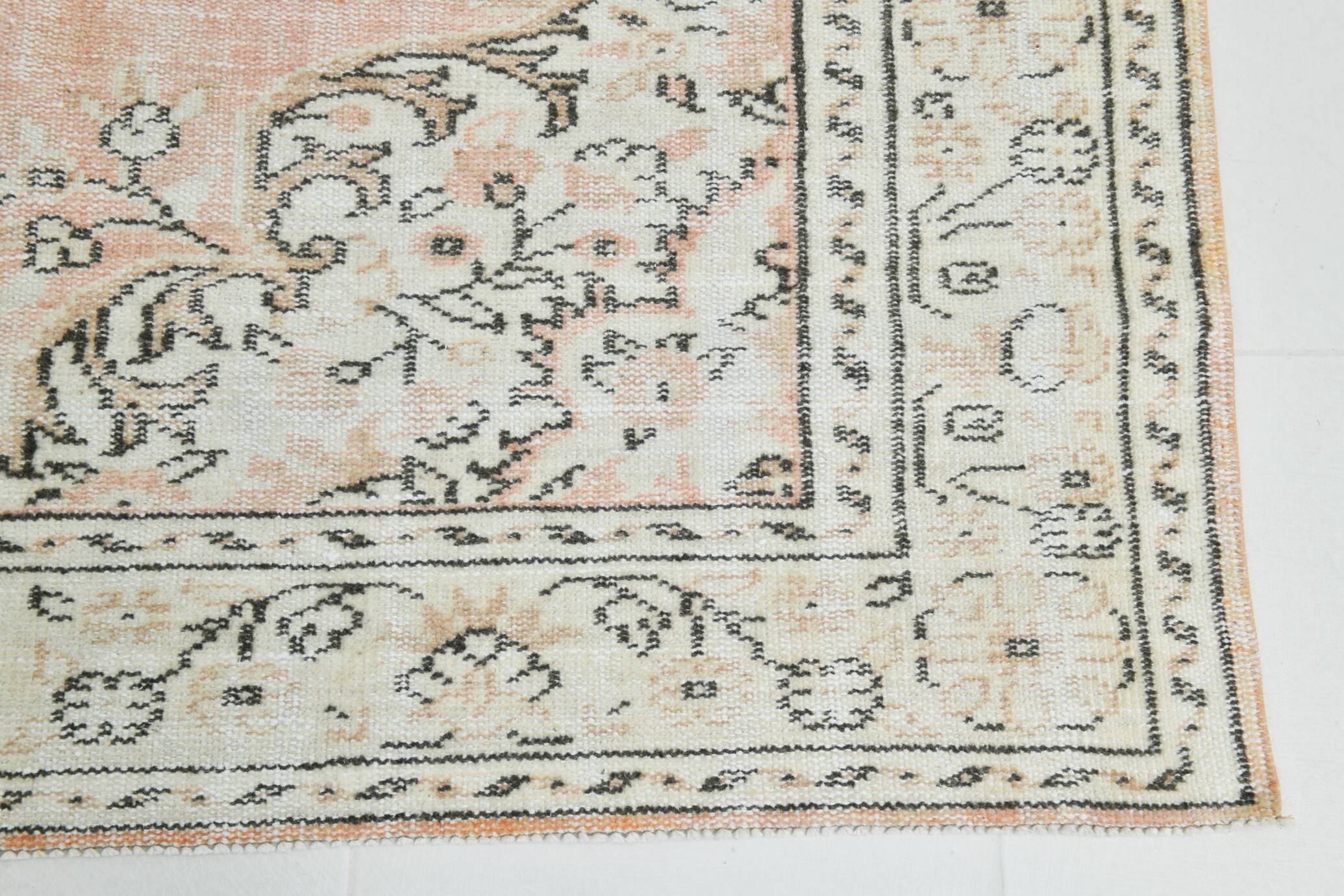 6x9 Turkish Apricot Oriental Vintage Rug, 180x289Cm
