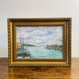 René James – The Entrance to the Port of Honfleur – Oil on canvas, 1985