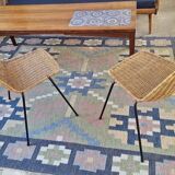 Mid century Scandinavian rug, Swedish wool flatweave with geometric design