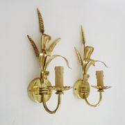 Pair of vintage golden wheat ear wall sconces Maison Masca Florence