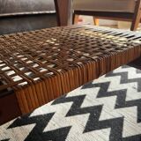 Table basse en teck design danois et porte revue cannage