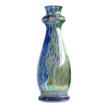 Vintage Murano glass vase - iridescent speckled multicoloured glass, pastel tones, 1970s Italian glass art - table decoration, gift idea.