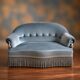 Small vintage boudoir sofa from the 70s in blue velvet with a boudoir spirit.