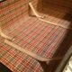 Suitcase vintage leather inside and brown carpeted home