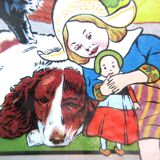 Framed engraving: The Children of Holland, Dog and Cat