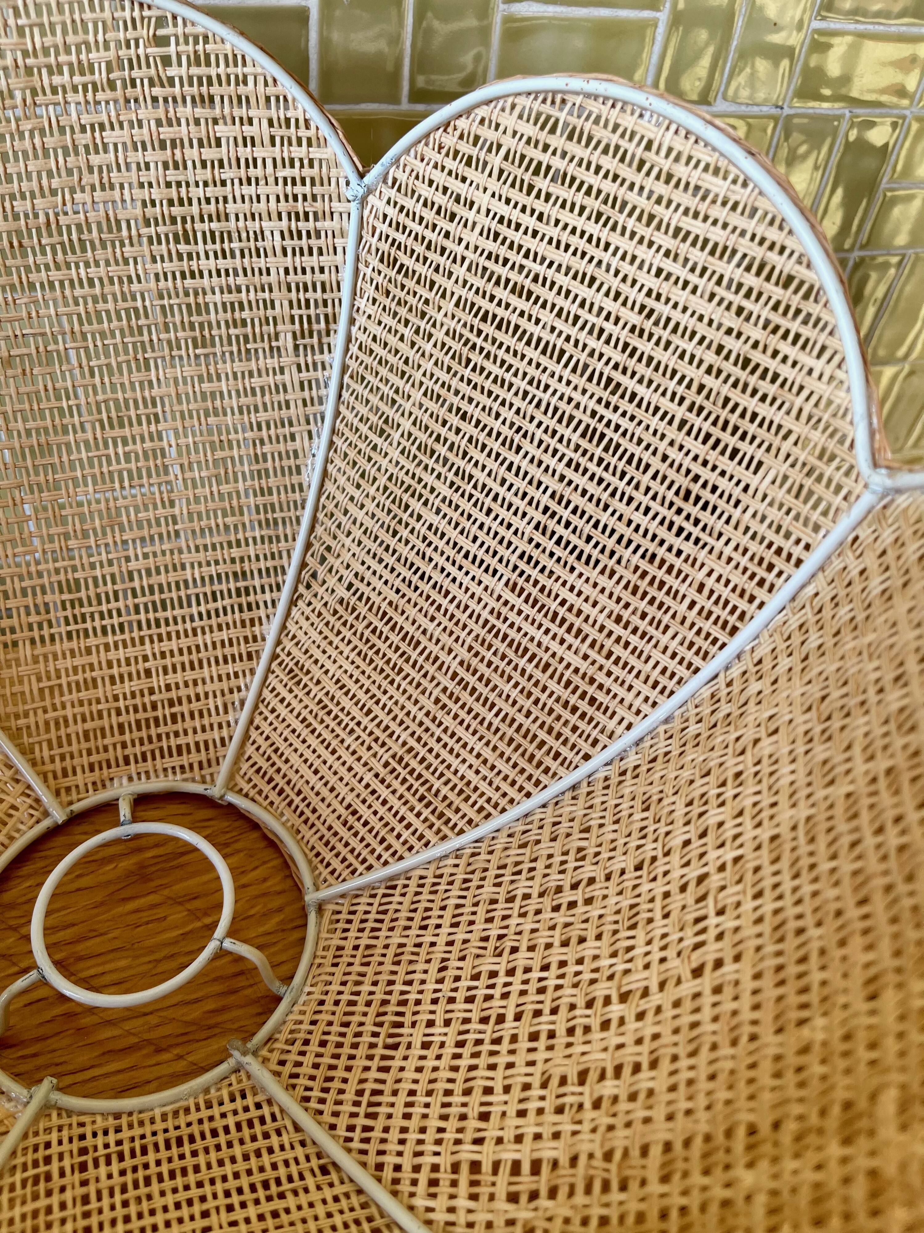 Superb suspension in rattan and wicker braided cannage style of the 1960s 1970s.