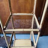 Vintage rattan and glass shelf