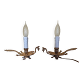 Paire de lampes de chevet en bronze ciselé- forme d'oiseau -