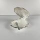 Vintage metal butter dish "Oyster" with glass insert, 1970.