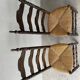 Chaise style campagnard bois massif et paille 1950