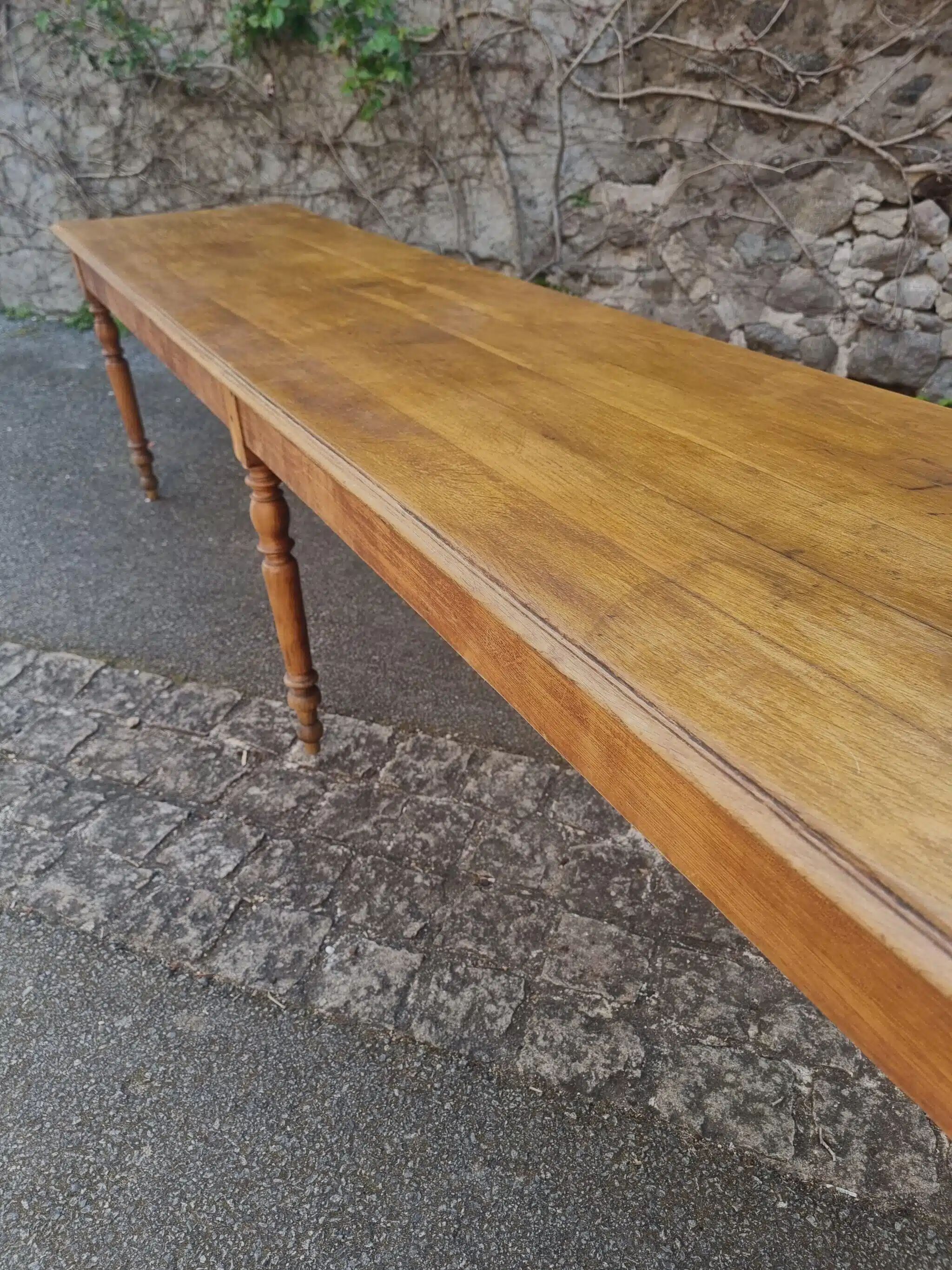 XXL antique French dining table, refectory/farm table, seating up to 14, circa 1880–1900.