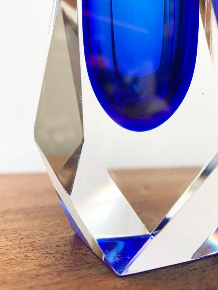Vintage Sommerso glass vase from Murano by Alessandro Mandruzzato for Mandruzzato, 1970s.