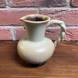Carstens Tönnieshof Jug Model 422 with Twisted Handle, Tea Green and Brown West German Art Pottery