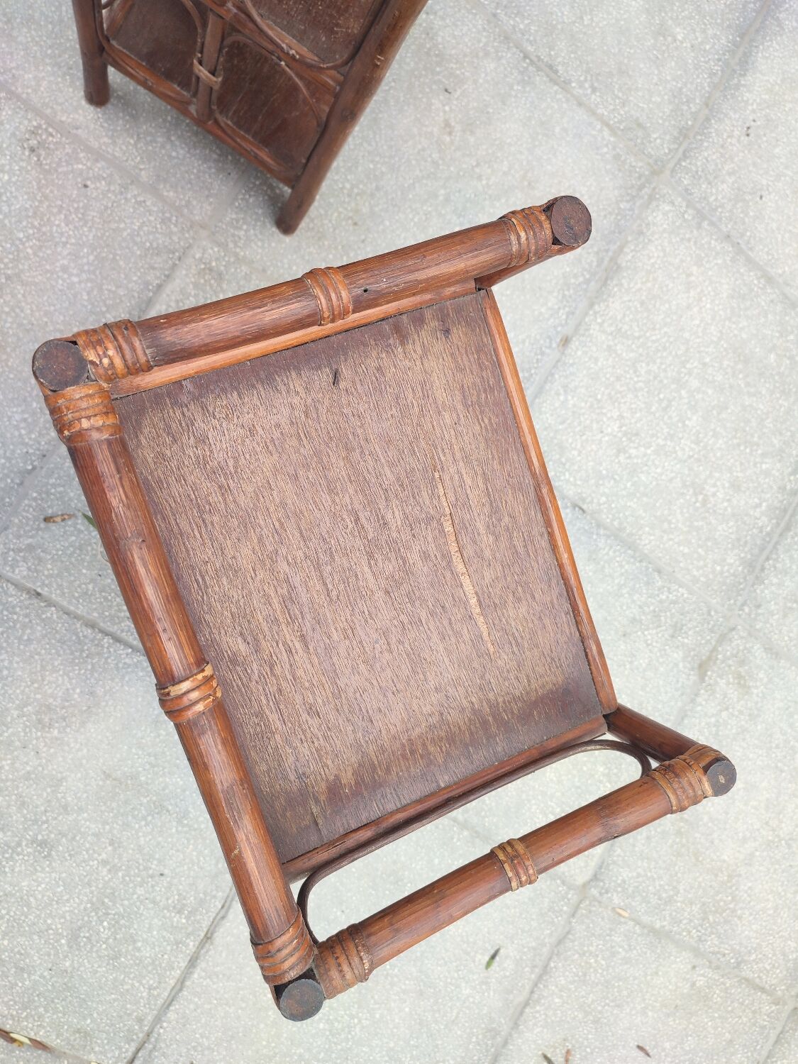 Vintage rattan bedside table pair