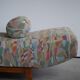 Art Deco bench, reupholstered in vintage fabric, Danish cabinetmaker, 1940s.