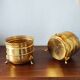Pair of vintage brass planters with openwork gallery cache-pot.