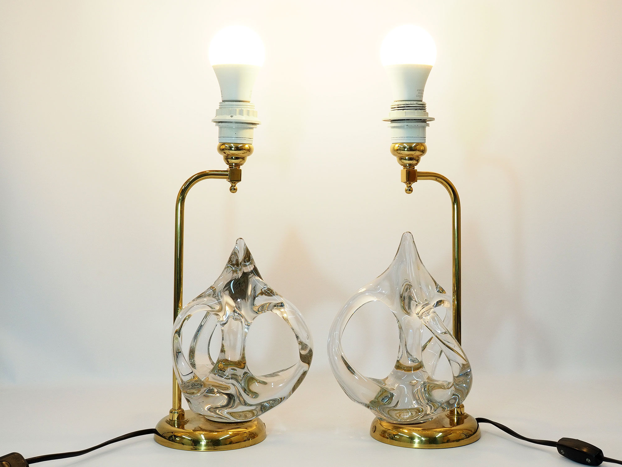 Vintage french crystal and brass lamps