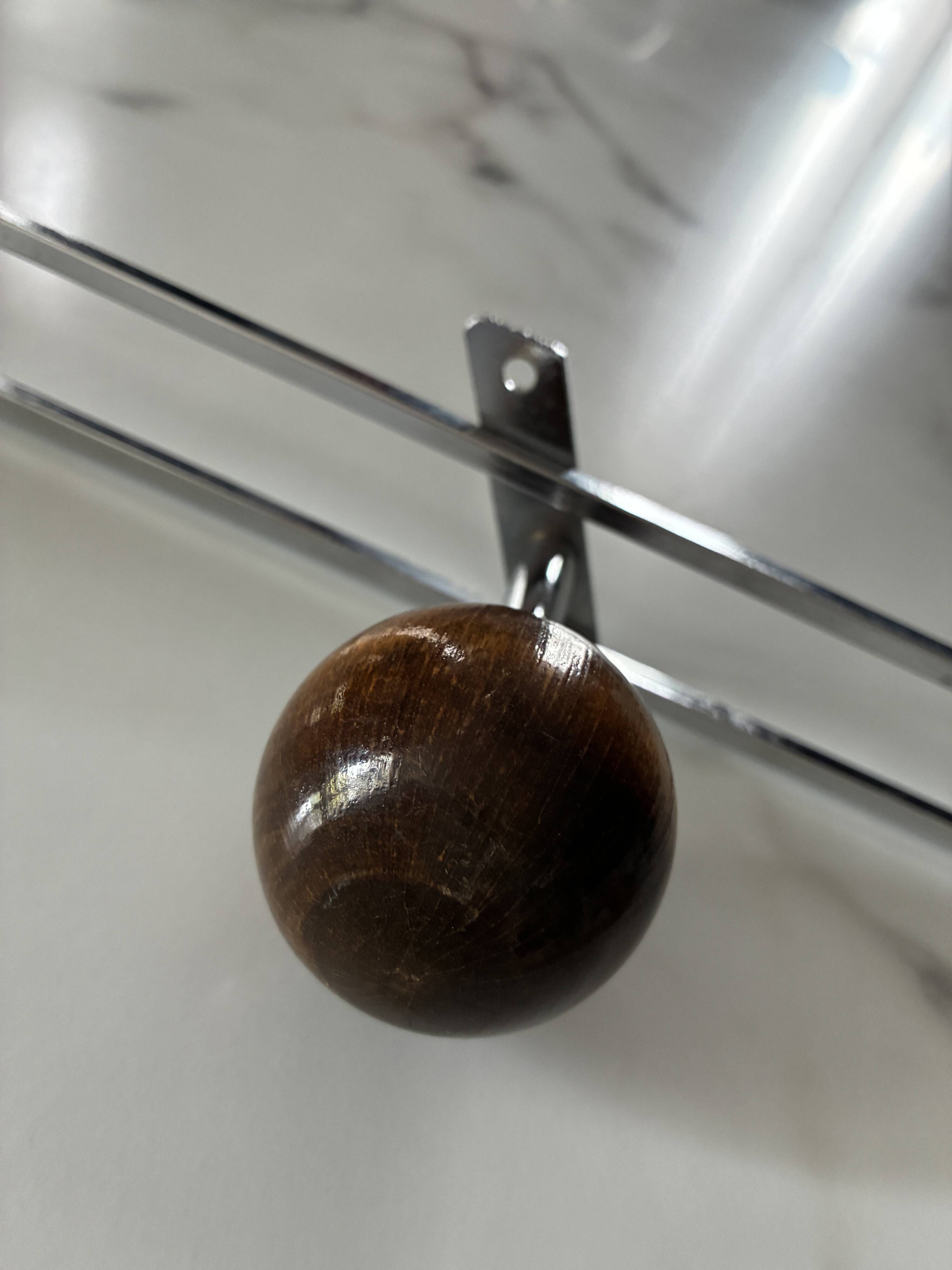 Vintage metal and wood wall coat rack or hook