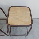 Series of 6 old workshop iron stools 1980