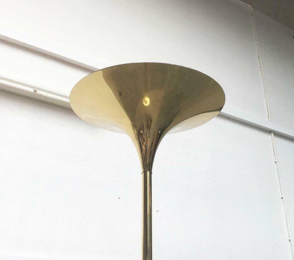 Vintage German floor lamp in Hollywood Regency style made of brass by Doria Leuchten, 1970s.