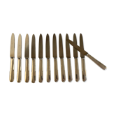 Lot de 12 couteaux de métal argenté vieux paris cluny 1960