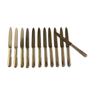 Set of 12 silver metal knives old paris cluny 1960