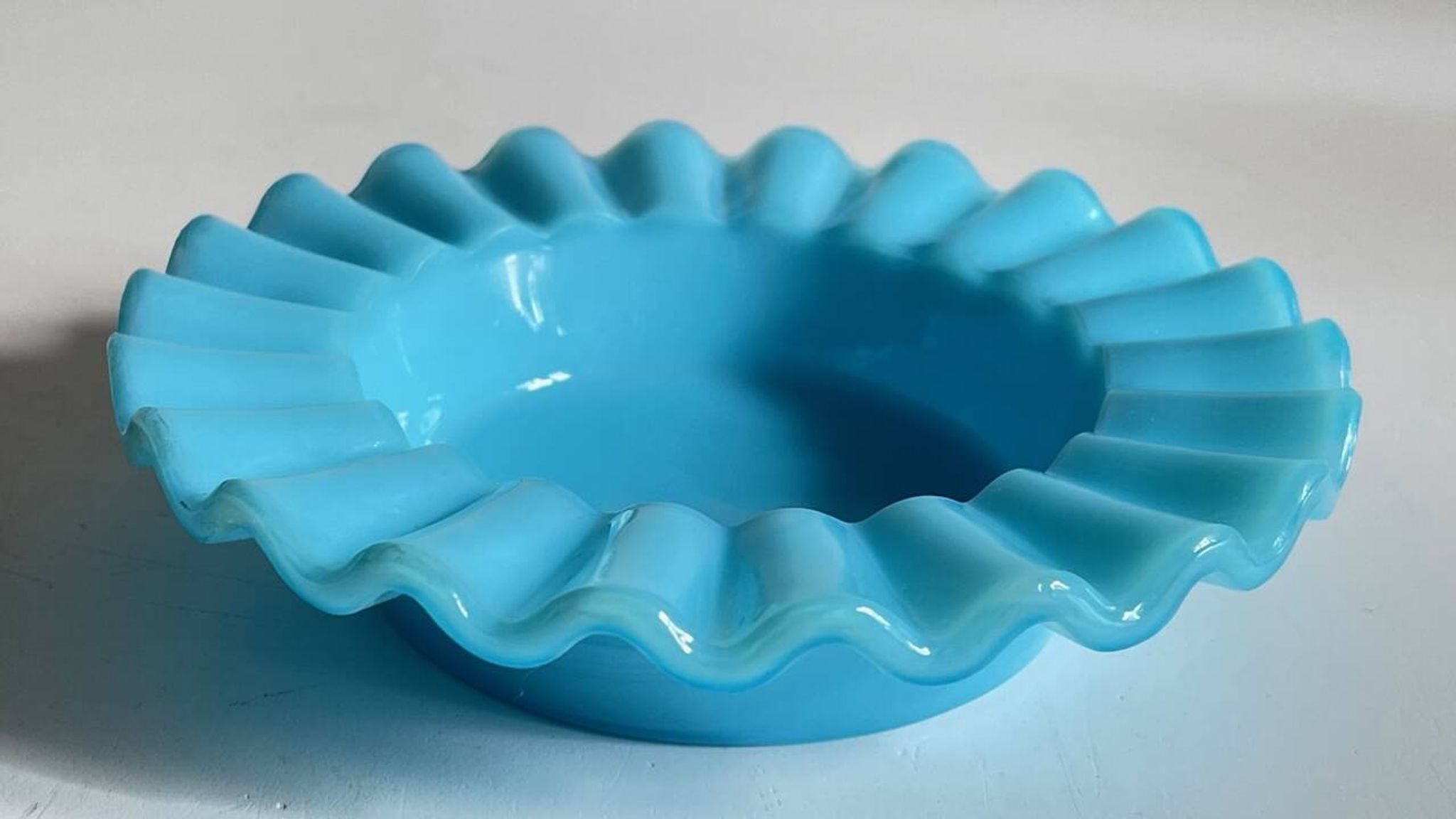 CENDRIER Vide-Poche Verre OPALIN Bleu VINTAGE