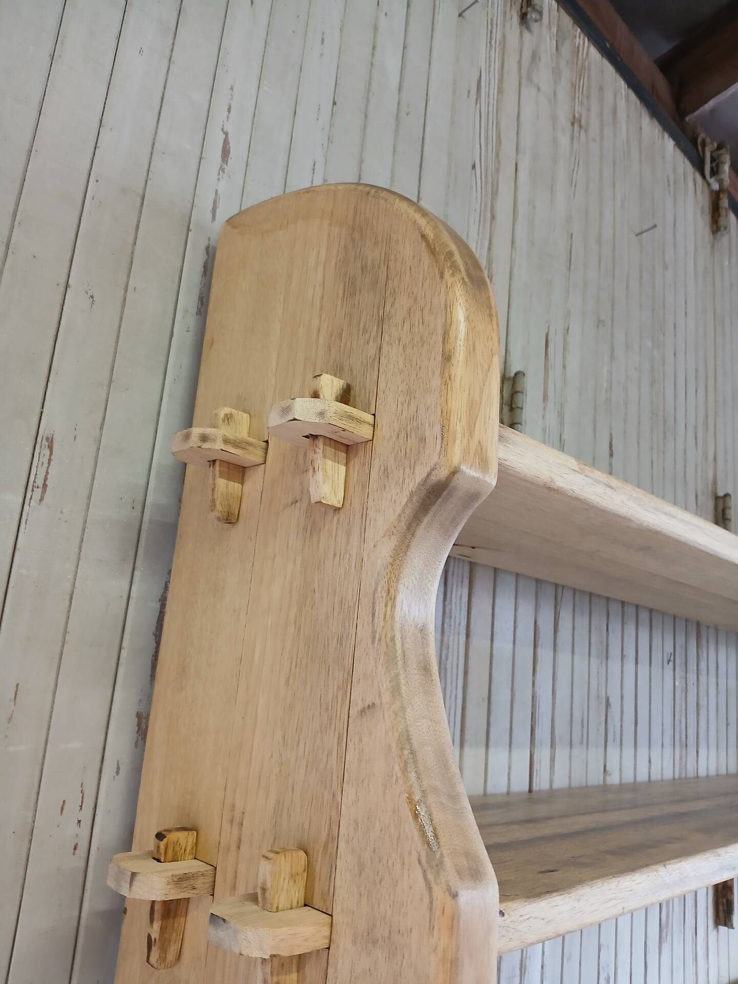 Solid wood shelf in brutalist style