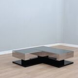 Vintage mirror glass coffee table NY FORM 1960s
