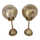 2 round globe amber glass bedside table lamps