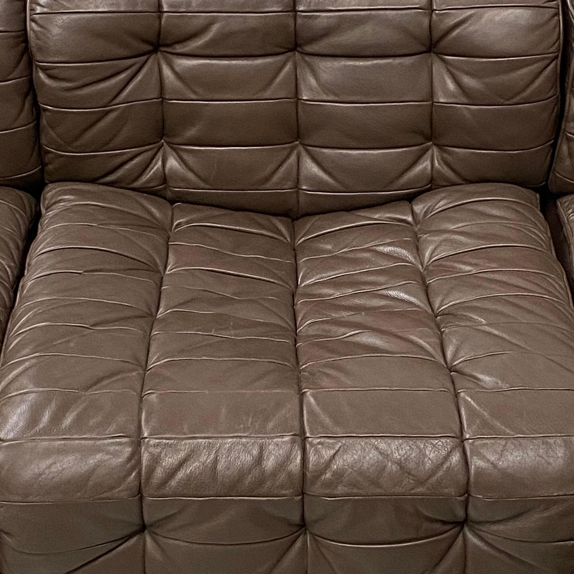Swiss dark brown patchwork modulair DS-11 sofa by the Desede Design team for DeSede, 1970s